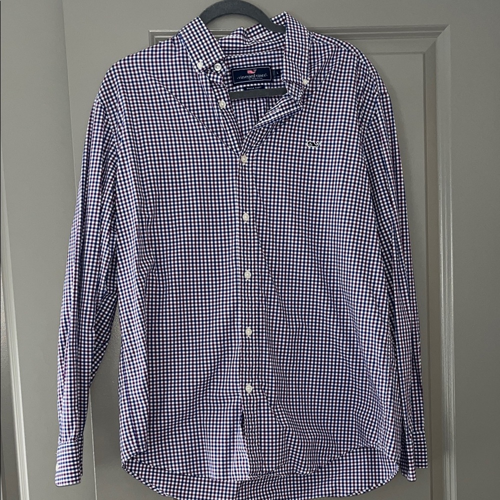Vineyard Vines Men's Navy Checkered Shirt
